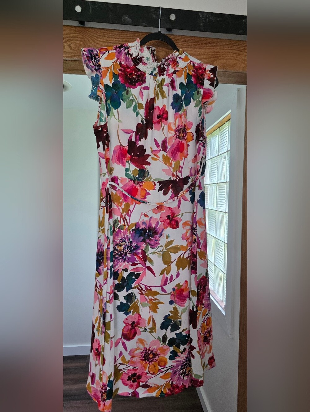 Nina Leonard White Maxi Dress with Multicolor Floral Print